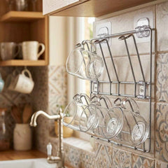 Stainless Steel Mug Holder Rack – Space-Saving Kitchen Organizer