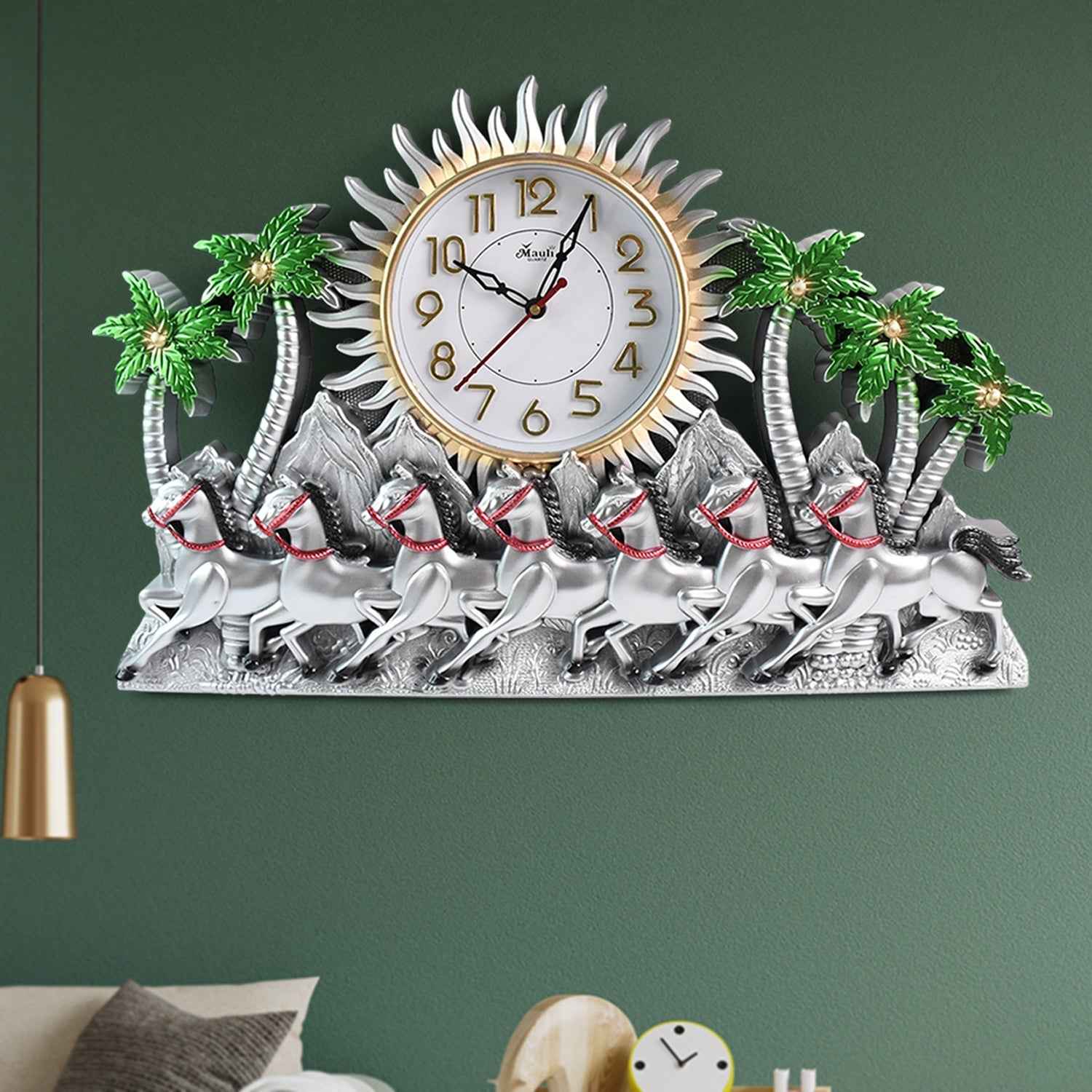 Plastic Wall Clock – Silent Sweep with Running Horse Design