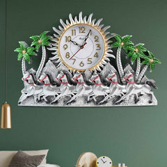 Plastic Wall Clock – Silent Sweep with Running Horse Design