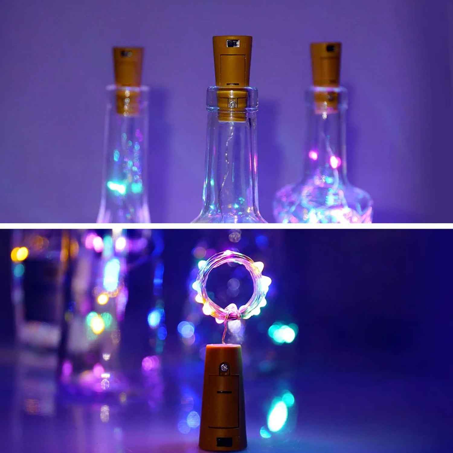 LED Bottle Fairy Lights – Cork-Shaped Multicolor String Light