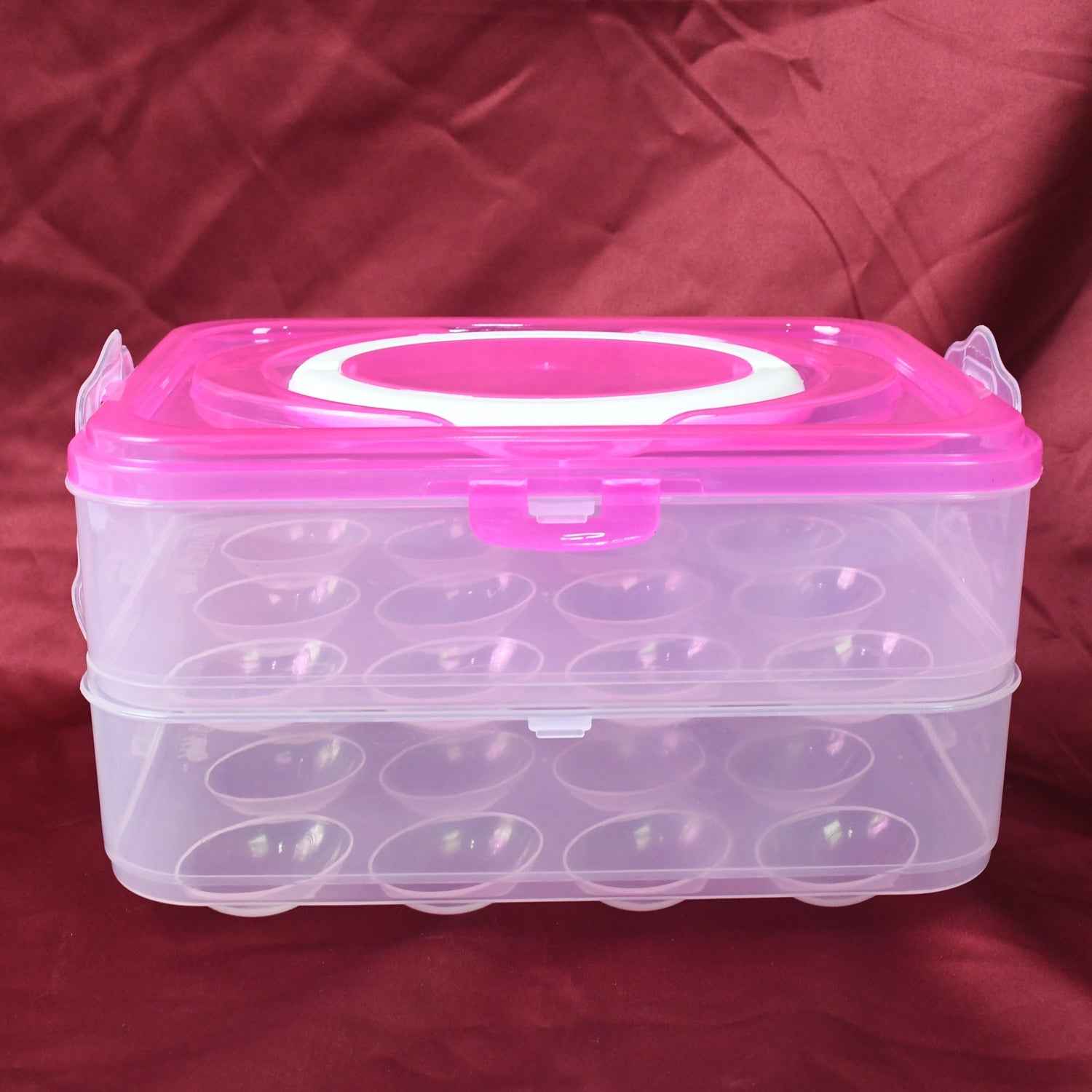 Egg Storage Box – Double Layer 24-Grid with Handle | Organivo