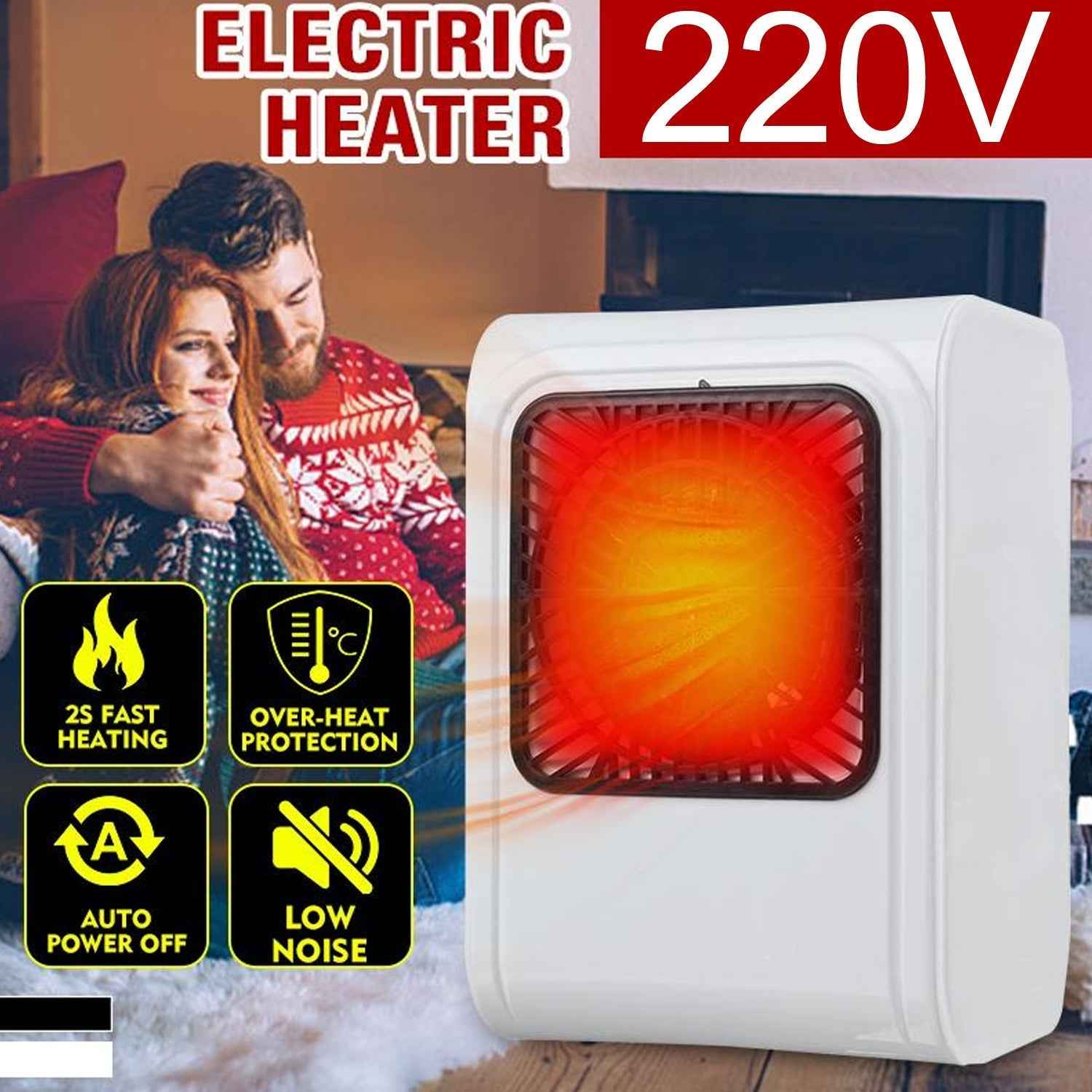 Front view of the VoltDesk office heater with power switch.