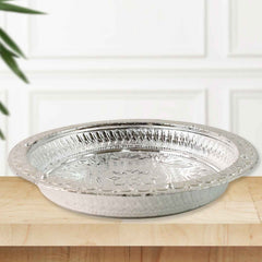 Silver Finish Plastic Pooja Thali – Lightweight & Durable