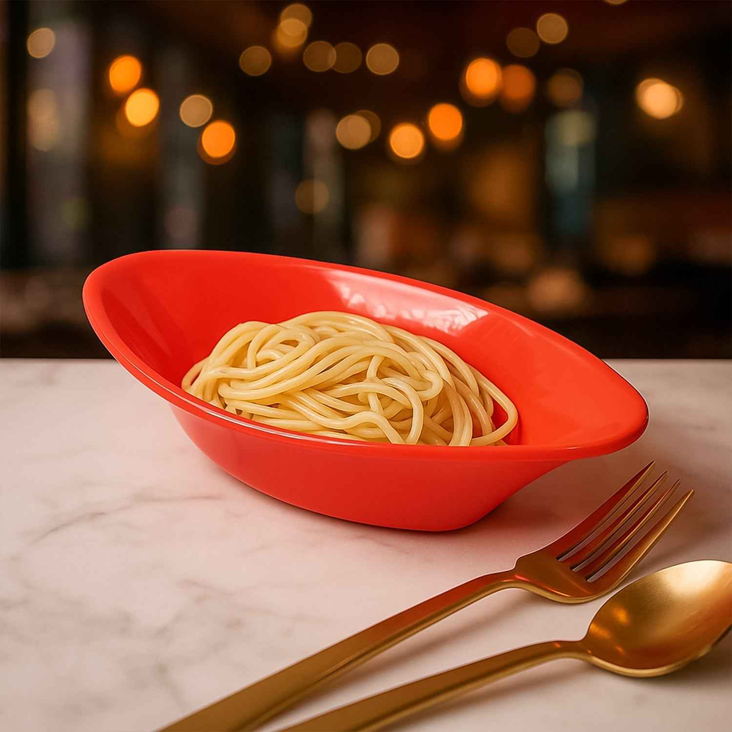 Plastic Marin Serving Bowl – Deep Oval Red Glossy Finish