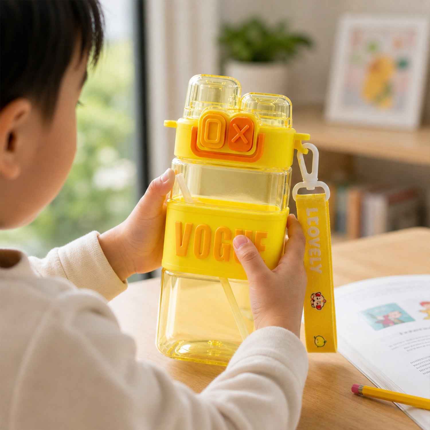 Kids Water Bottle Ð Leakproof Straw & Portable Carry Strap
