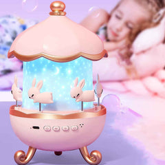 LED Rotating Night Light – Bunny Carousel with Starry Projection