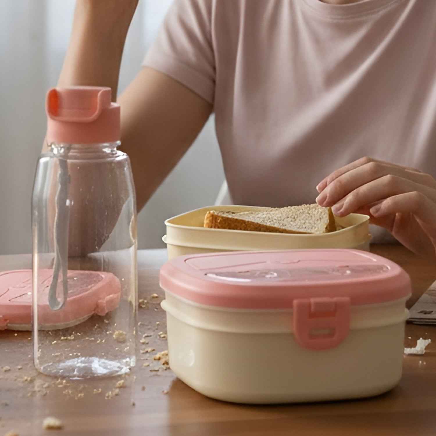 Plastic Lunch Box Set – Secure Lock Lid & Dual Compartments