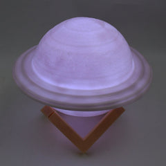 Close-up of the textured surface of the 3D Saturn night light.