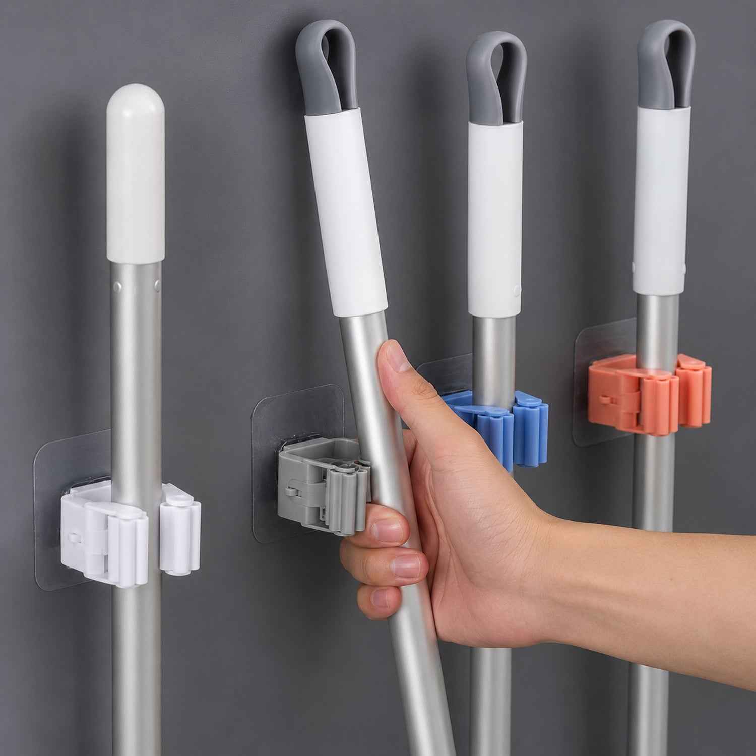 Wall-Mounted Plastic Broom Holder Clip for Efficient Storage