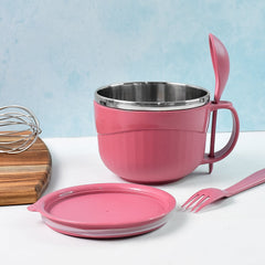 Apex noodle bowl showing secure leak-proof lid and ergonomic handle