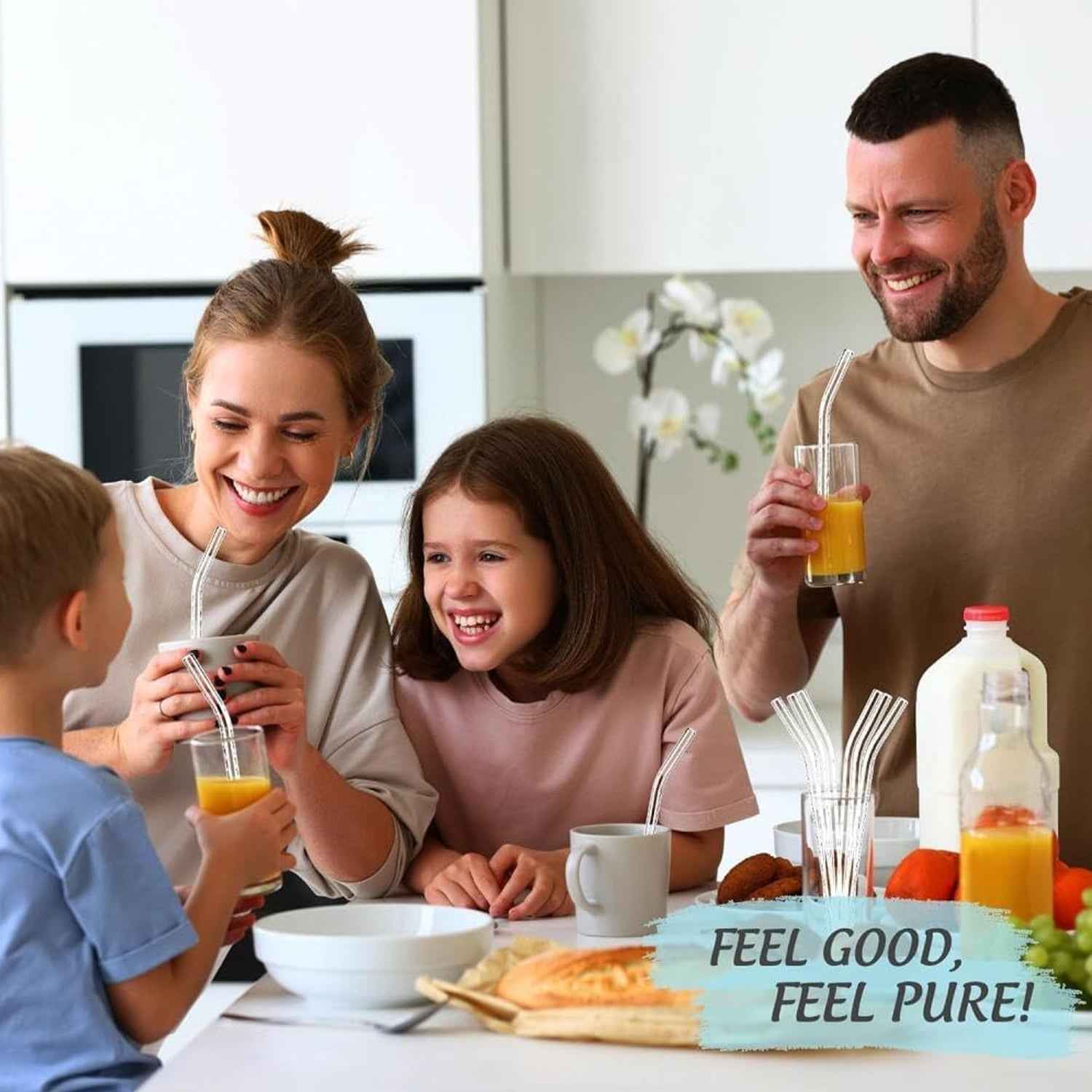 Reusable Glass Straws – Eco-Friendly Clear Drinking Set 5Pc