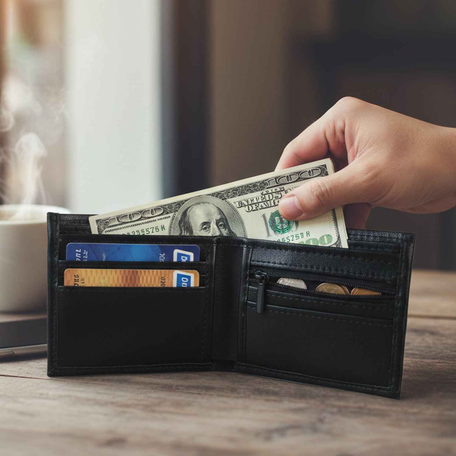 Classic Bi-Fold Wallet for Men – Slim with Multiple Card Slots