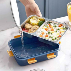 Stainless Steel Lunch Box 2 Section – Leakproof & Durable with Spoon