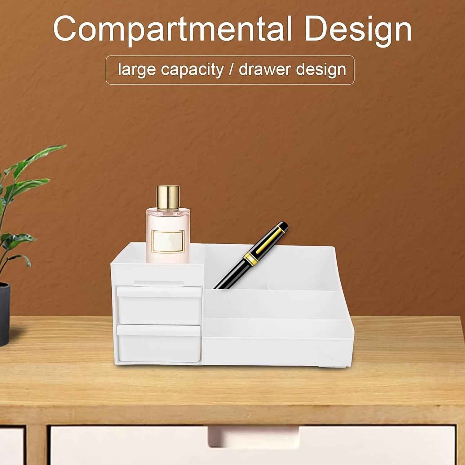 Durable large capacity cosmetic storage box for organized makeup storage