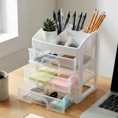 3 Layer Desktop Storage Organizer – Transparent Sliding Drawers