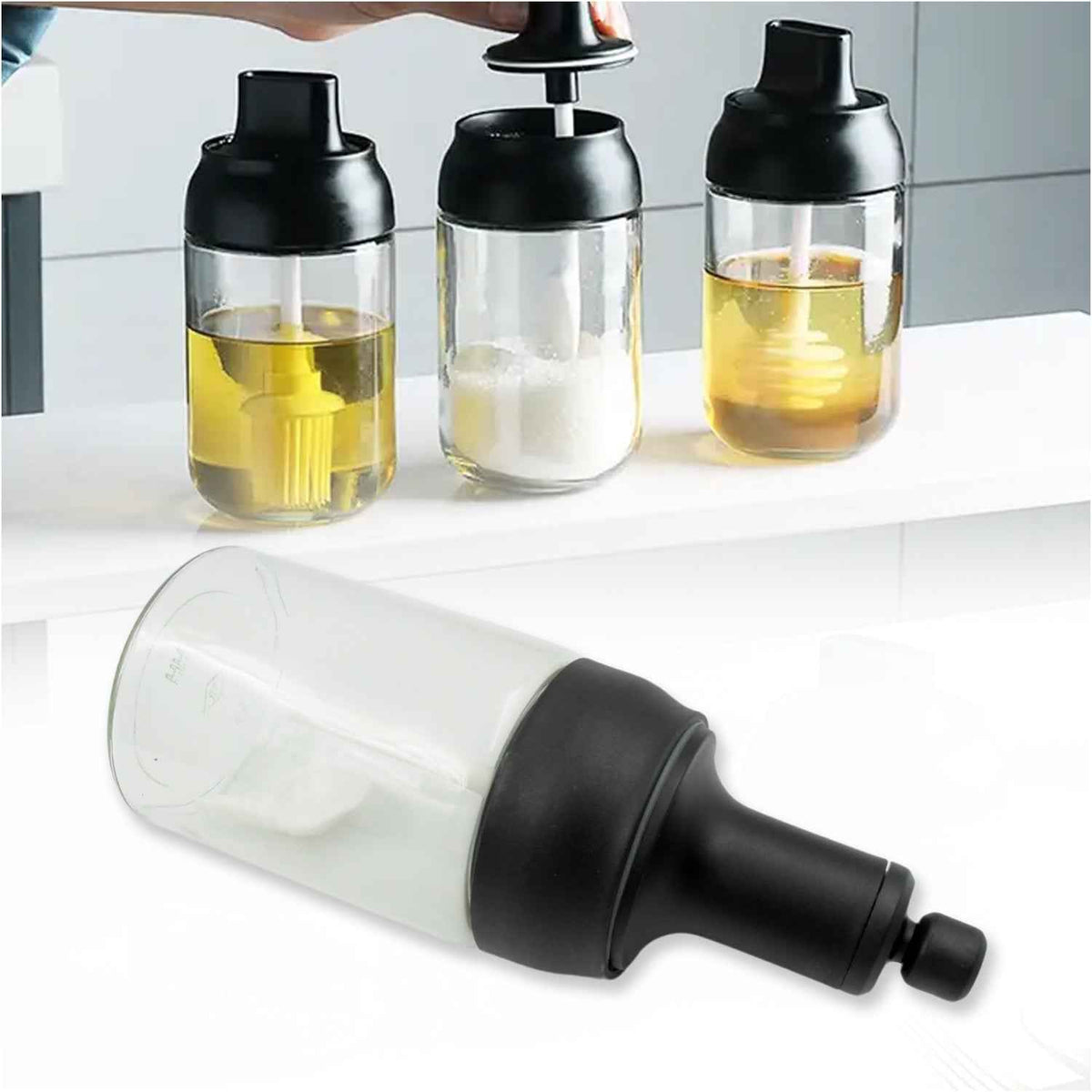 Heat-Resistant Glass Seasoning Jar – Spoon & Lid | Indo Glow