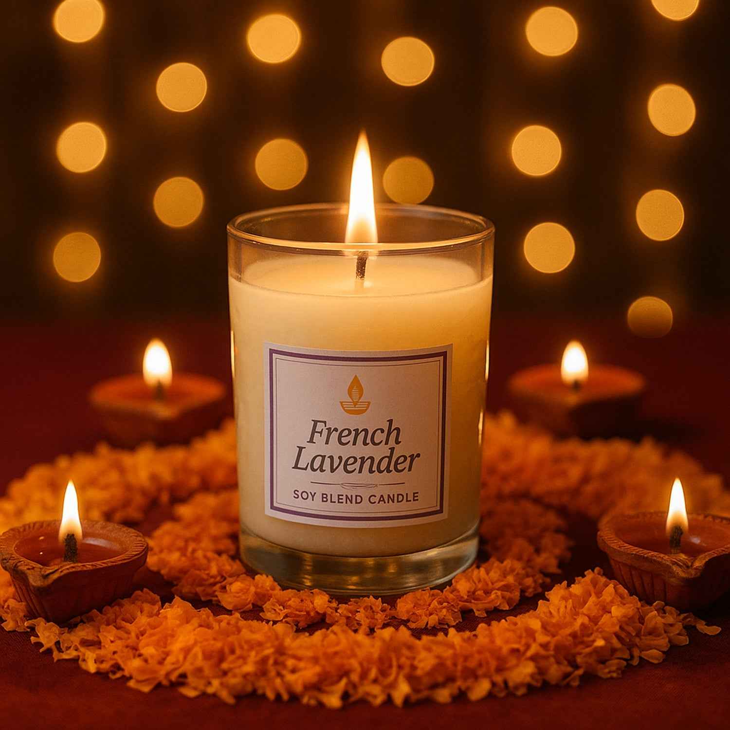 French Lavender Soy Candle – Relaxing Aromatherapy Jar 50g