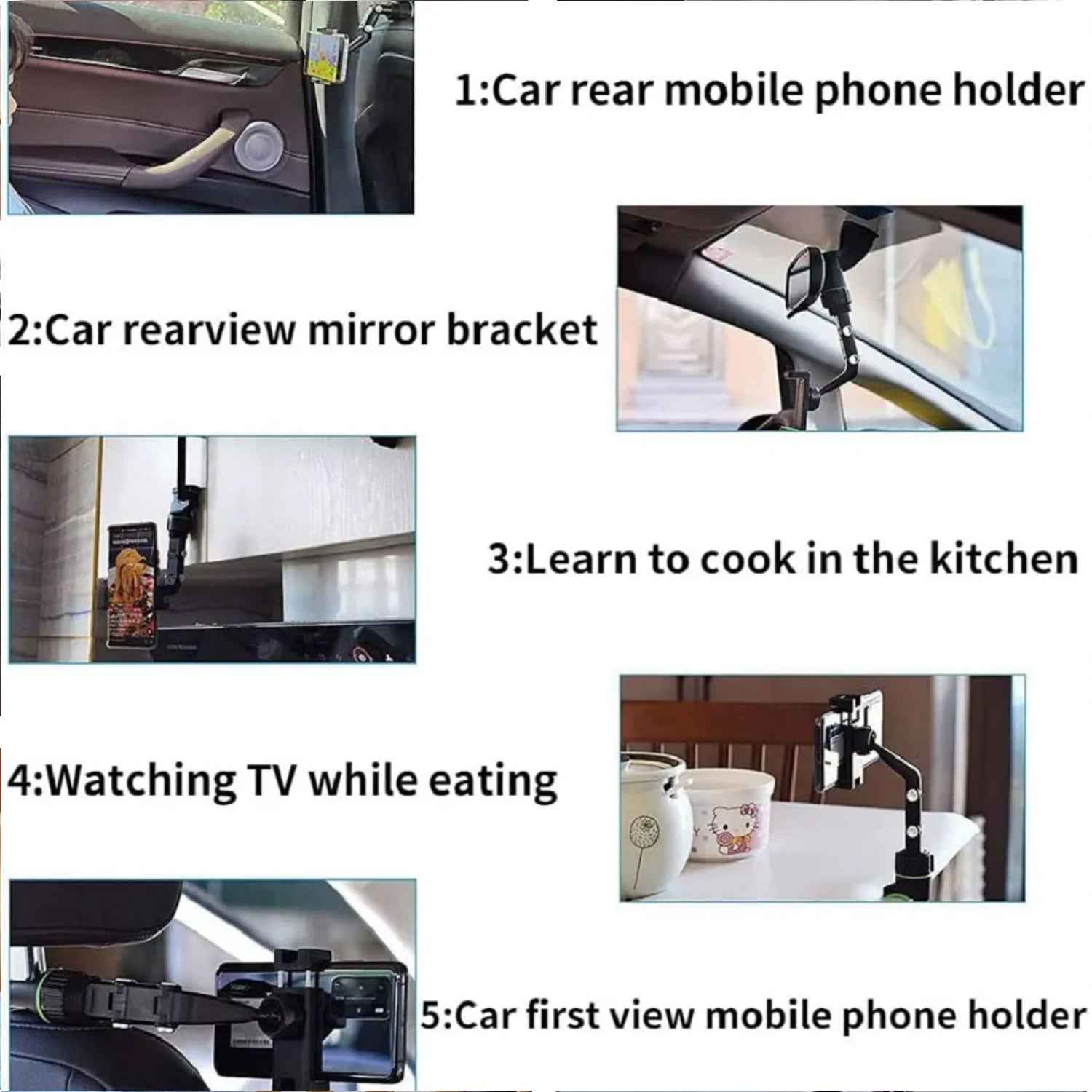 Car Rear View Mobile Holder – 360° Rotatable Mount | Velvet Wheels