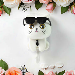 Cat Wall Hook – Cute Sunglasses Design, Self-Adhesive | Styleva