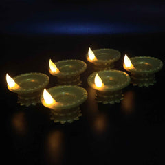 Water Sensor LED Diyas – Set of 12 Flameless Golden Lights
