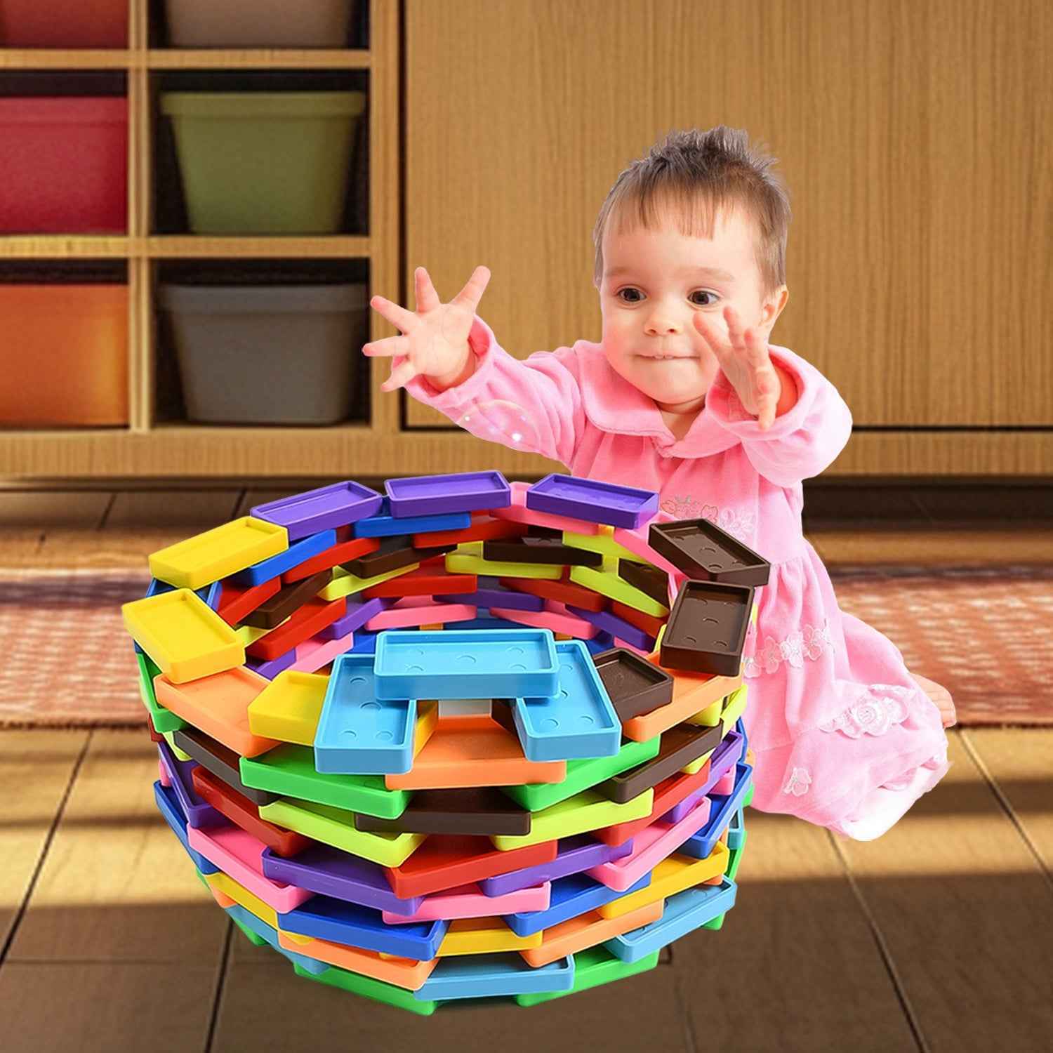Wooden Domino Blocks – 120 Pcs Colorful Stacking Set | Aditi