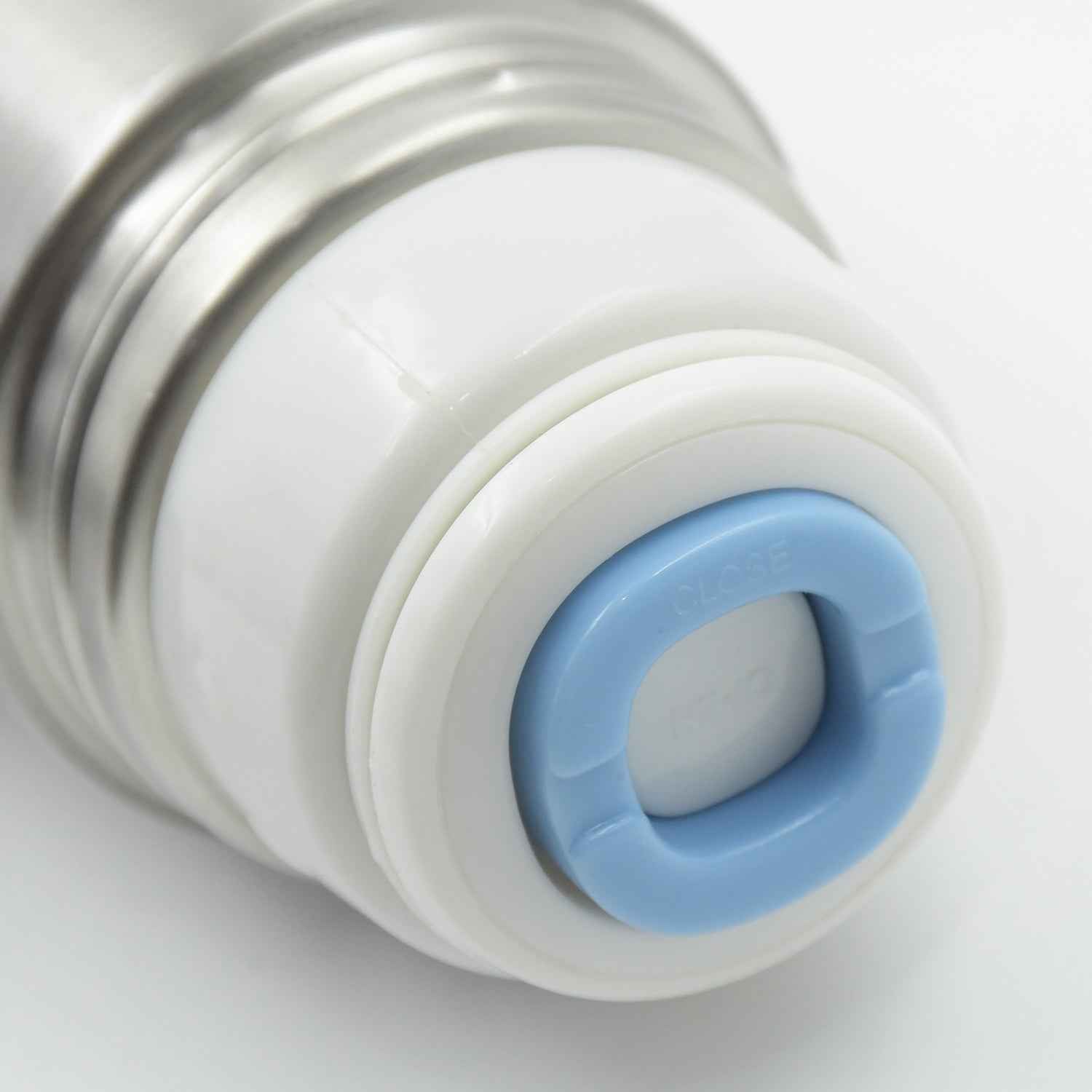 Stainless steel vacuum flask set 500ml beside a scale showing size reference