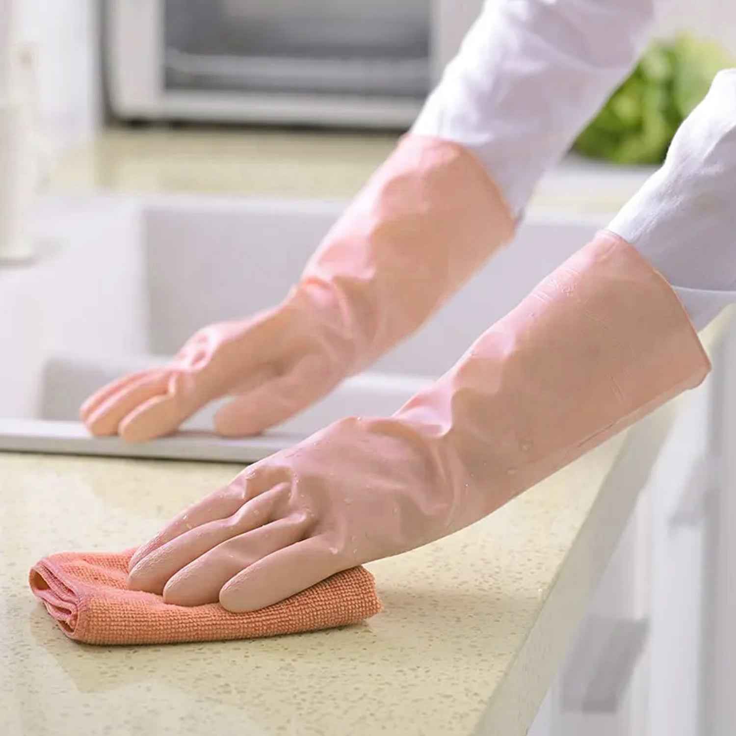 Natural Gum Rubber Cleaning Gloves – Durable & Reusable | SparkleTidy