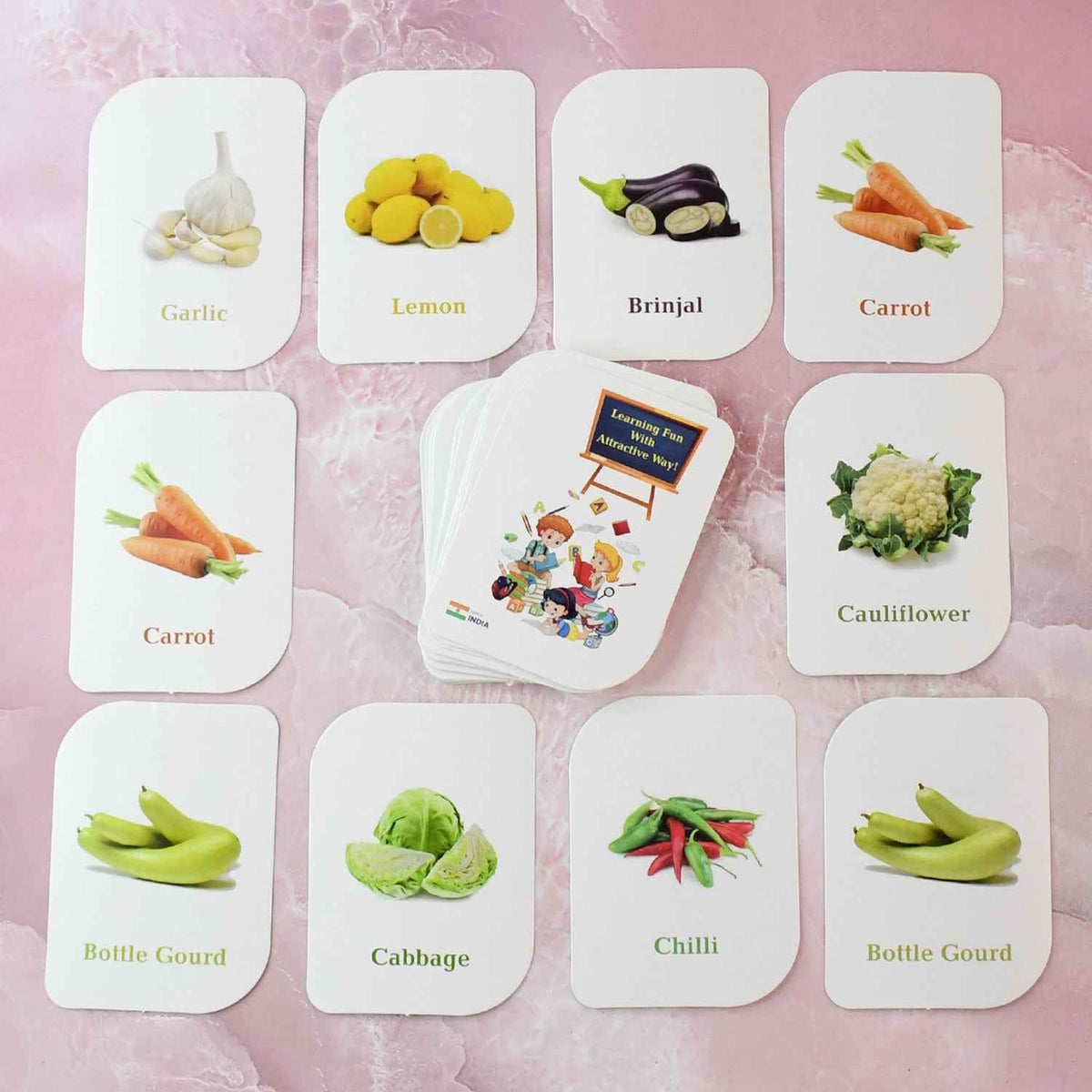 Vegetable Flash Cards – 32 Durable Educational Cards for Kids