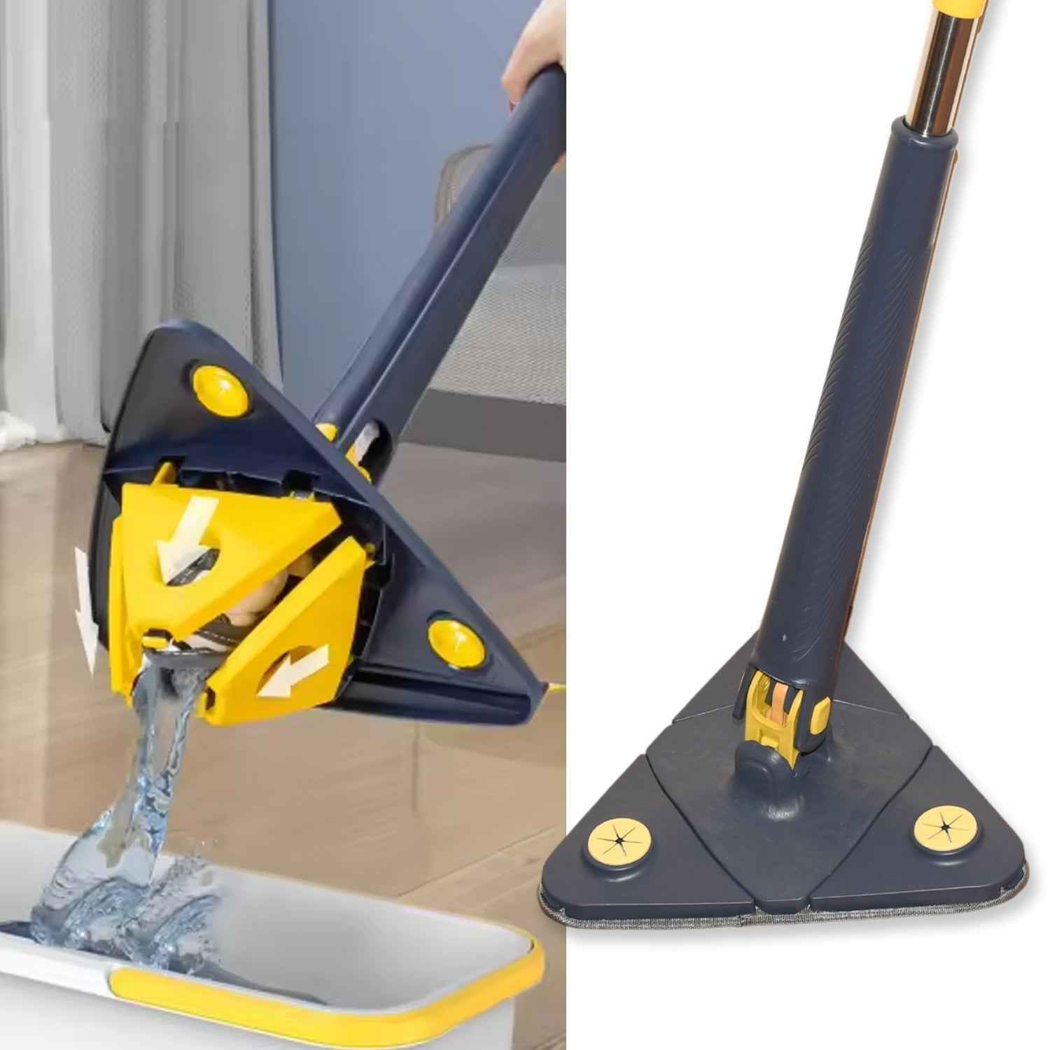 Triangle Cleaning Mop – 360° Rotatable with Long Handle | Storenzo