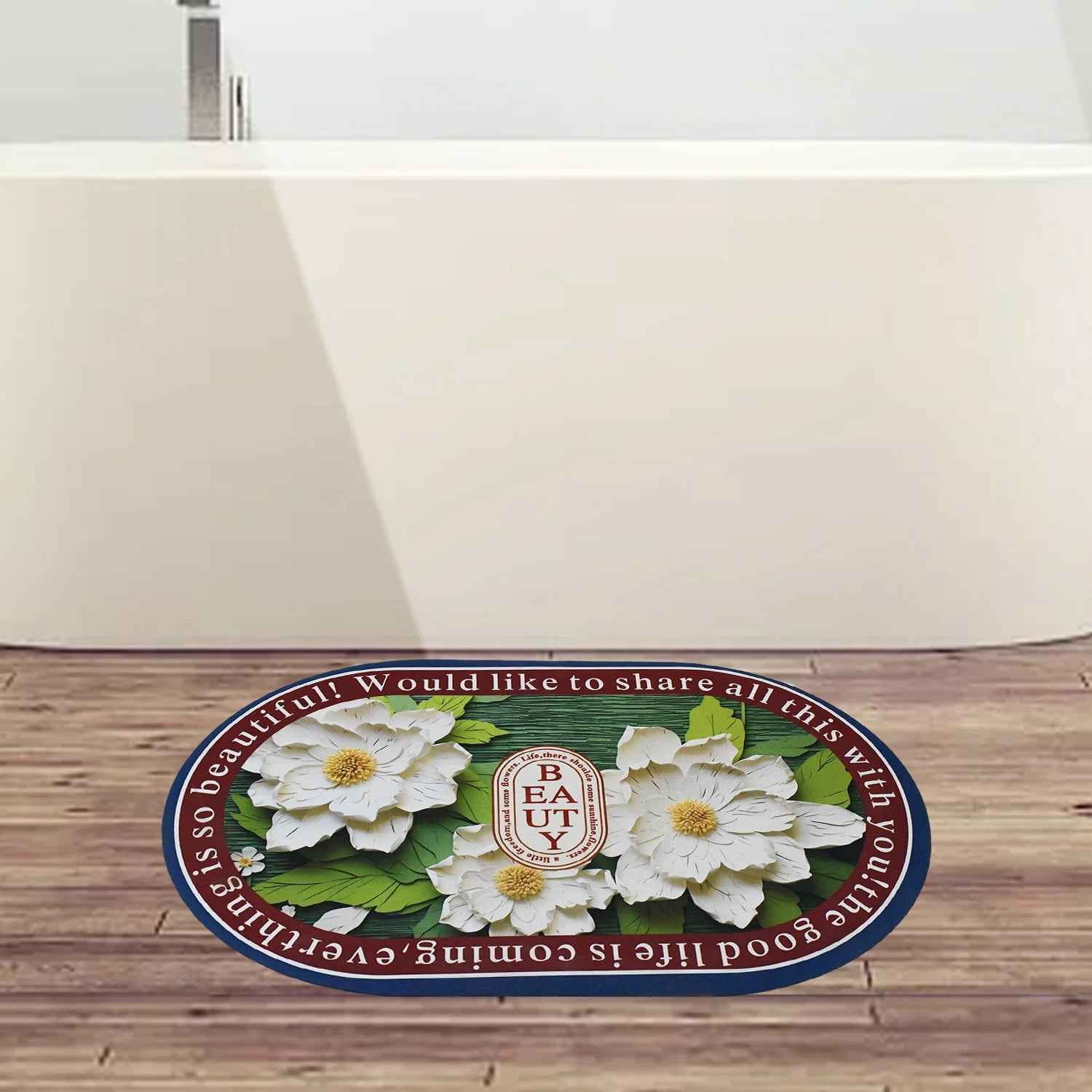 Absorbent Bath Mat – Quick-Dry Anti-Slip Floral Design | Mist & Relax