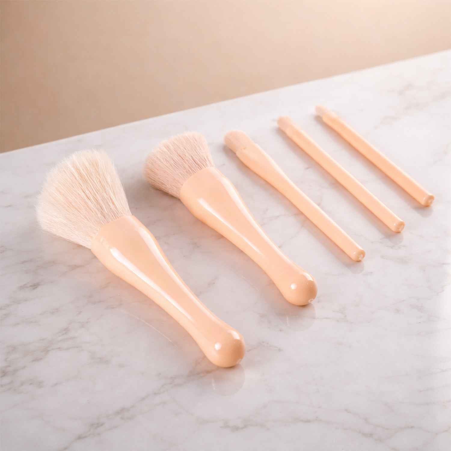 5 in 1 Makeup Brush Set – Compact Kit with Built-in Mirror