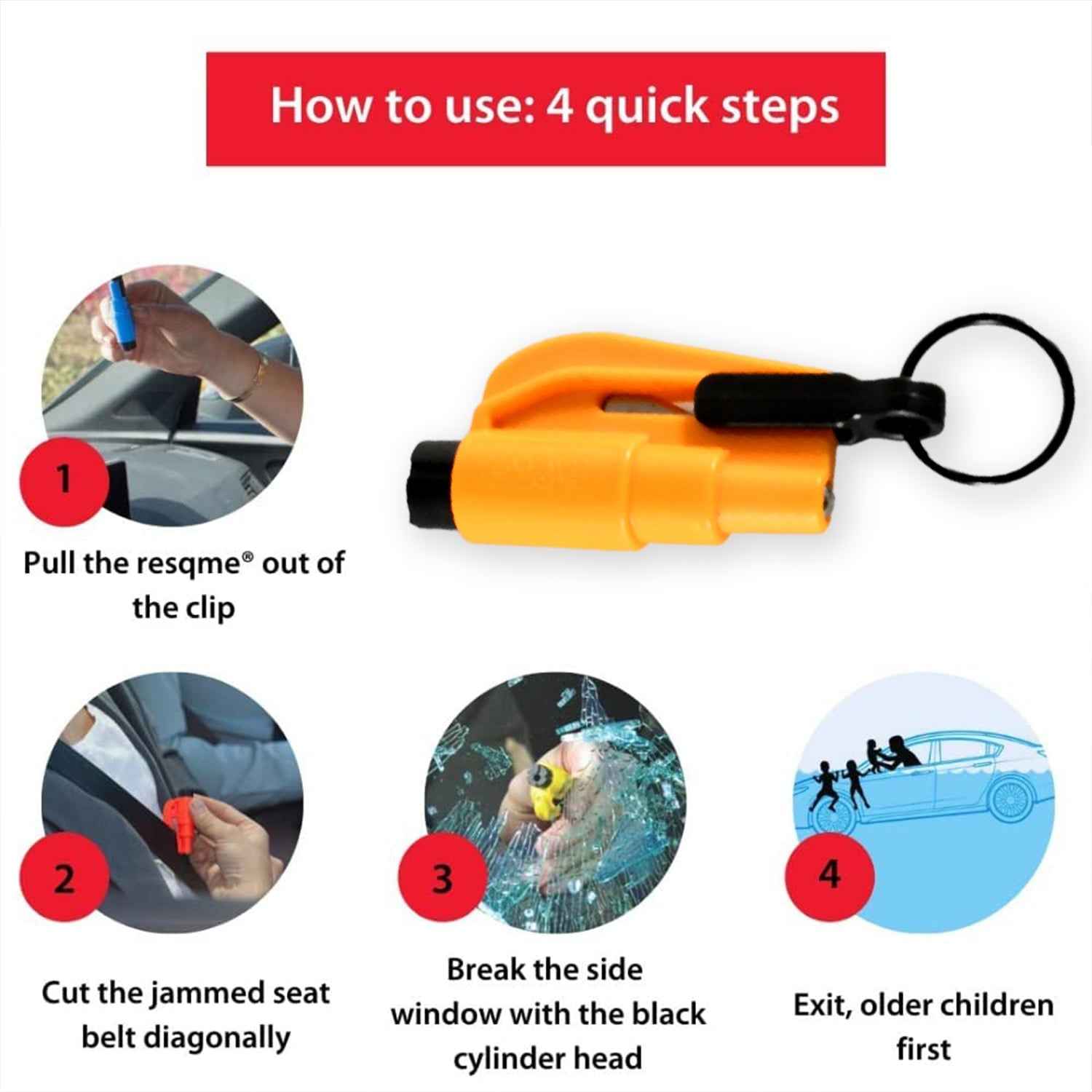 Emergency Safety Cutter – 2-in-1 Car Escape Tool | Safora