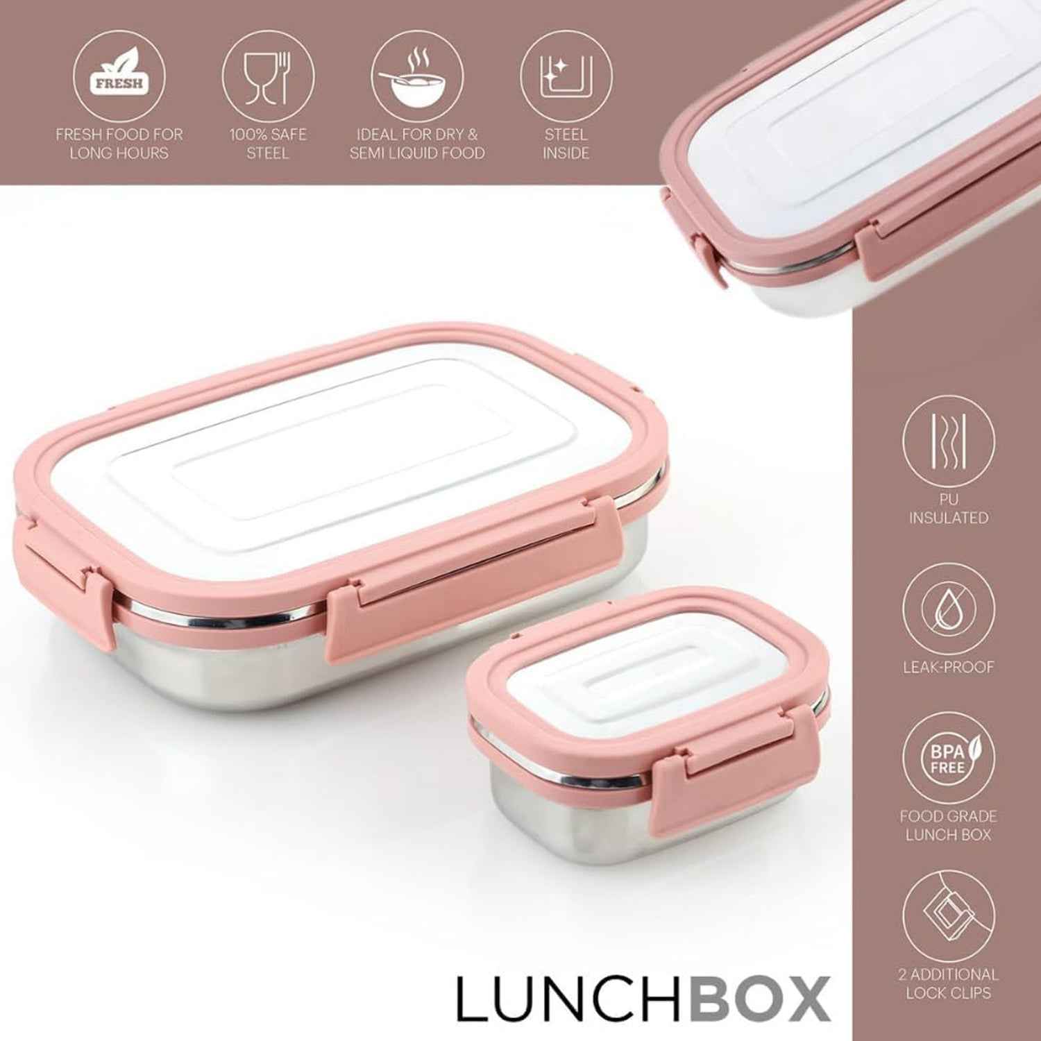 Stainless Steel Lunch Box – Leak-Proof 2PC Set | Lunchie Bunchie