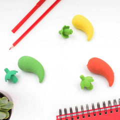 Chili Shape Erasers – Fun 3D Mini Eraser Set (3 Pc) | Writezo