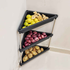 Plastic Corner Storage Rack – 3-Layer Space-Saving Shelf