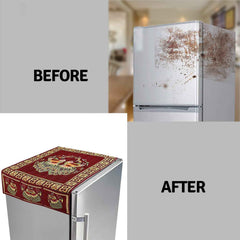 Cotton Fridge Top Cover – Peacock Design with Pockets | Dabster