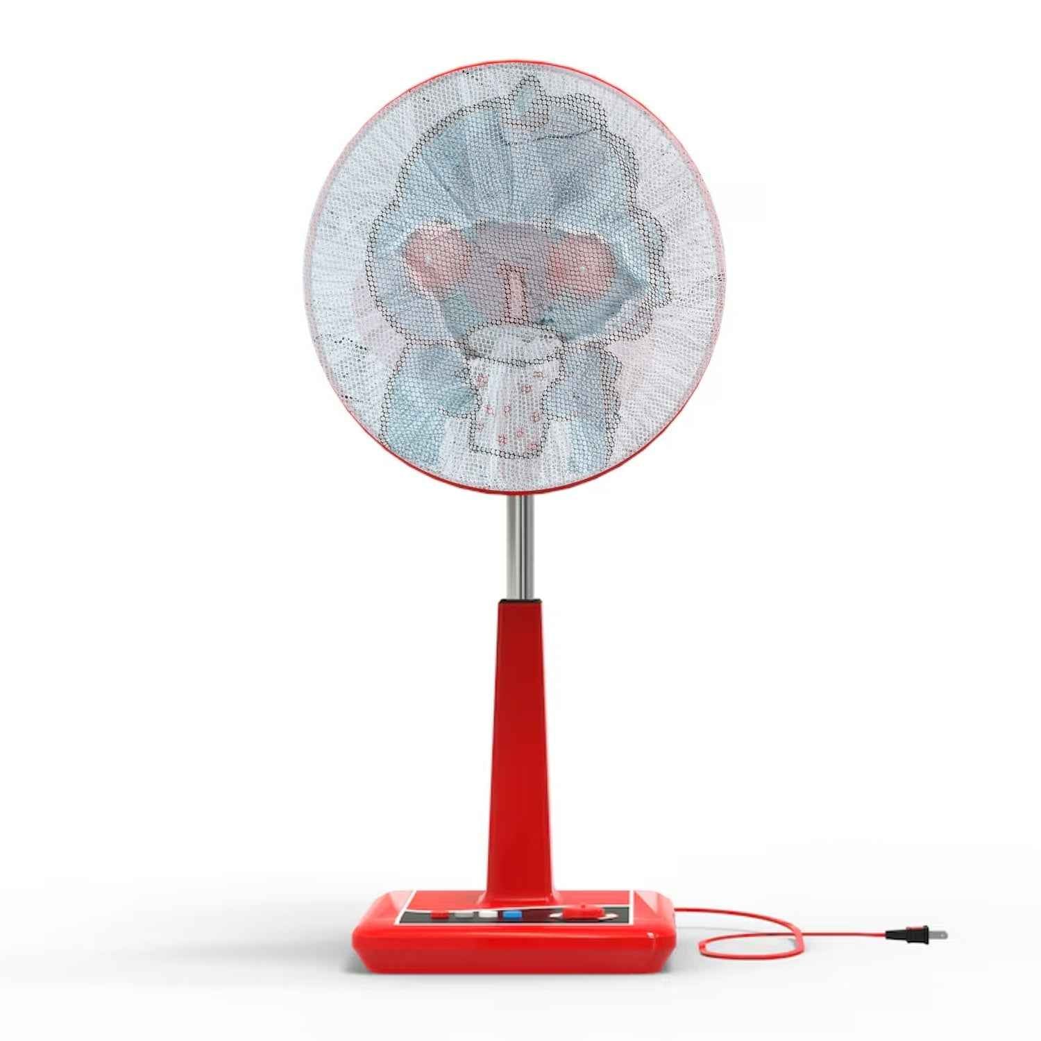 Cartoon Fabric Mesh Fan Cover – Elastic Fit & Child Safe