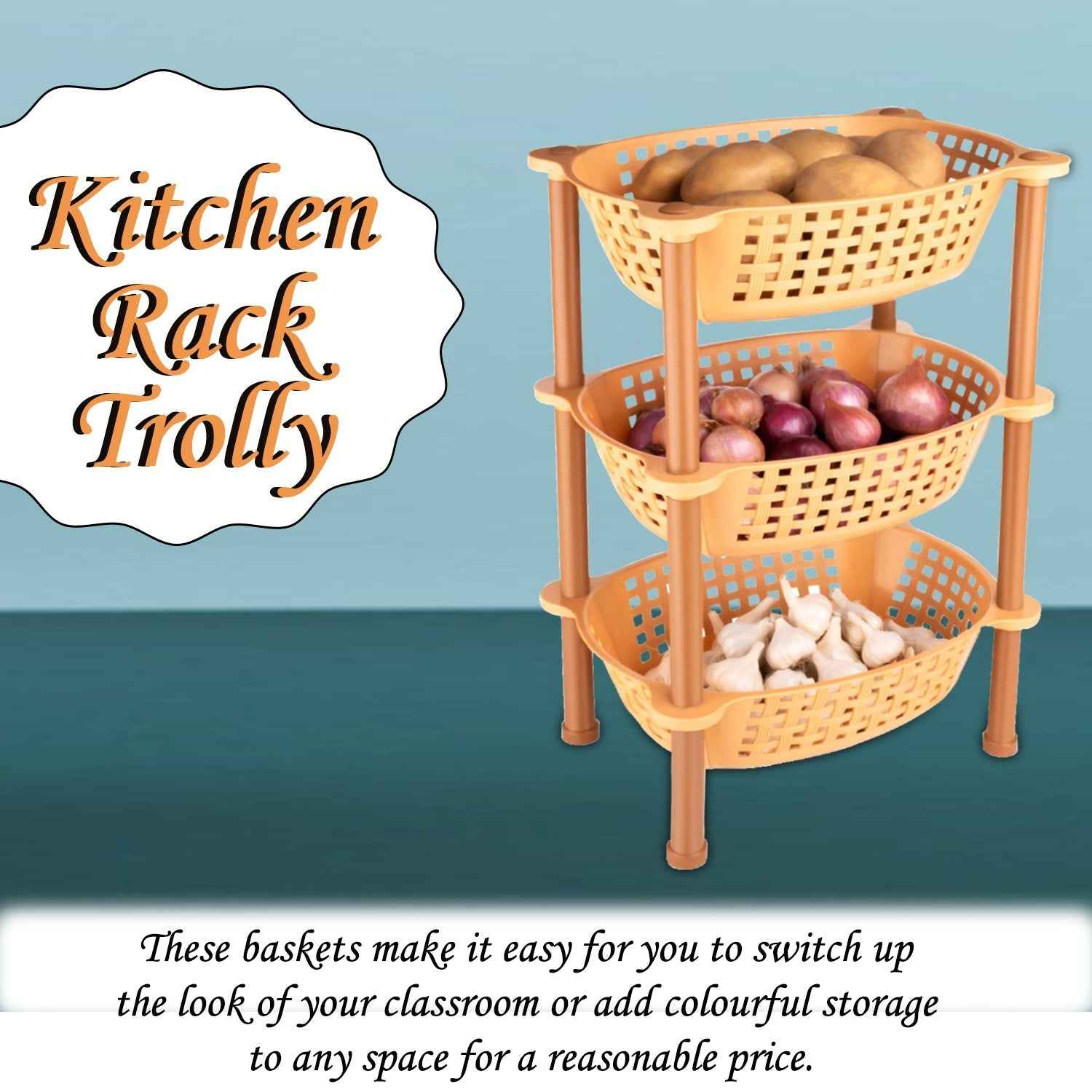 Plastic Storage Rack – 3-Tier Multipurpose Organizer | Organivo