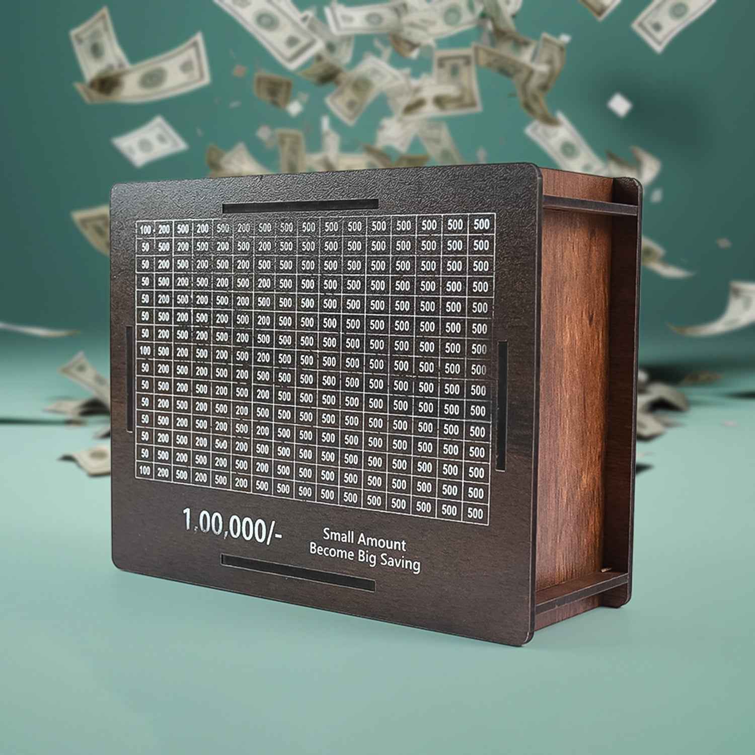 Wooden Piggy Bank – Fun Savings Challenge with Emoji Pan