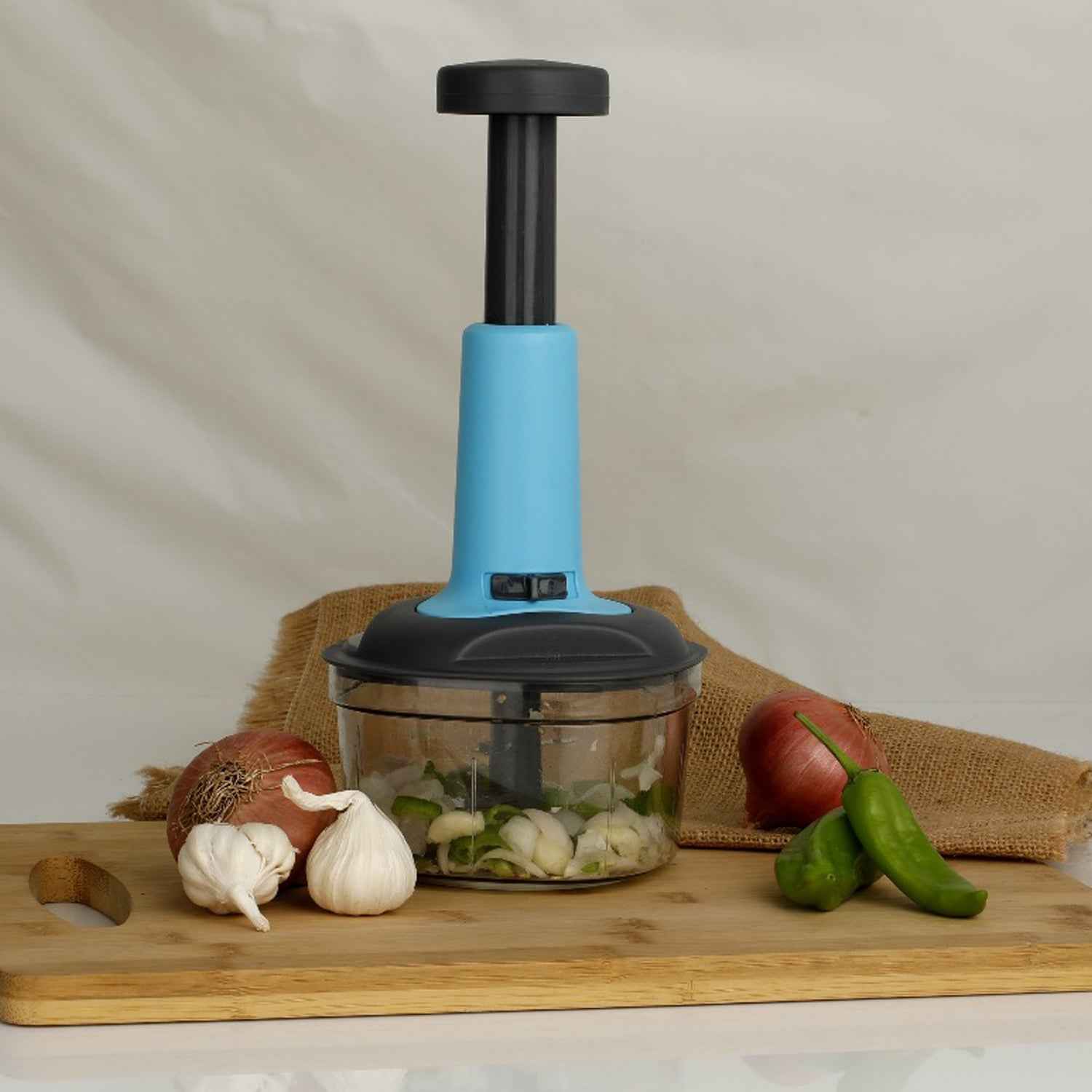 Manual Food Chopper – 3-Blade Hand Push Vegetable Cutter | Quickslice
