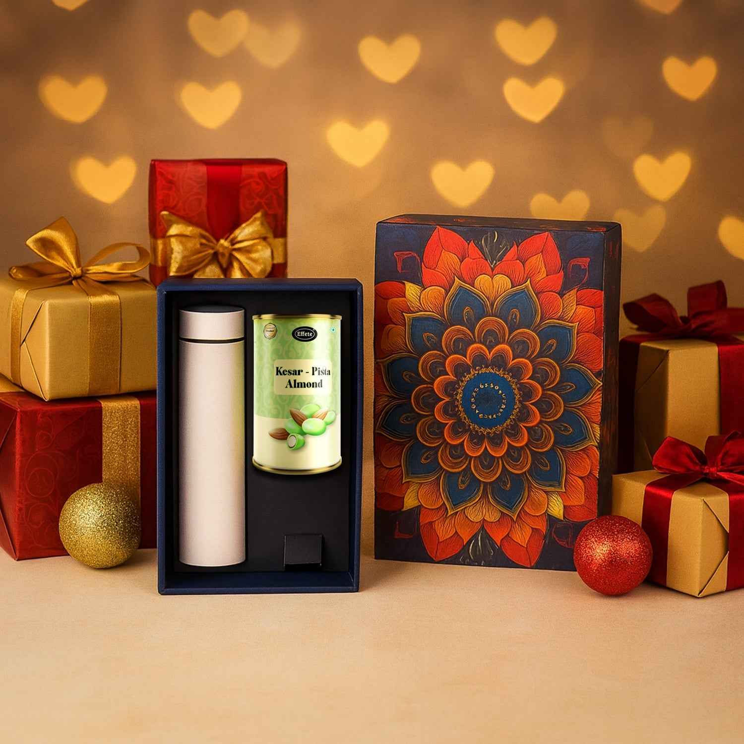 Kesar Pista Almonds Gift Hamper – Premium Golden Set with Bottle