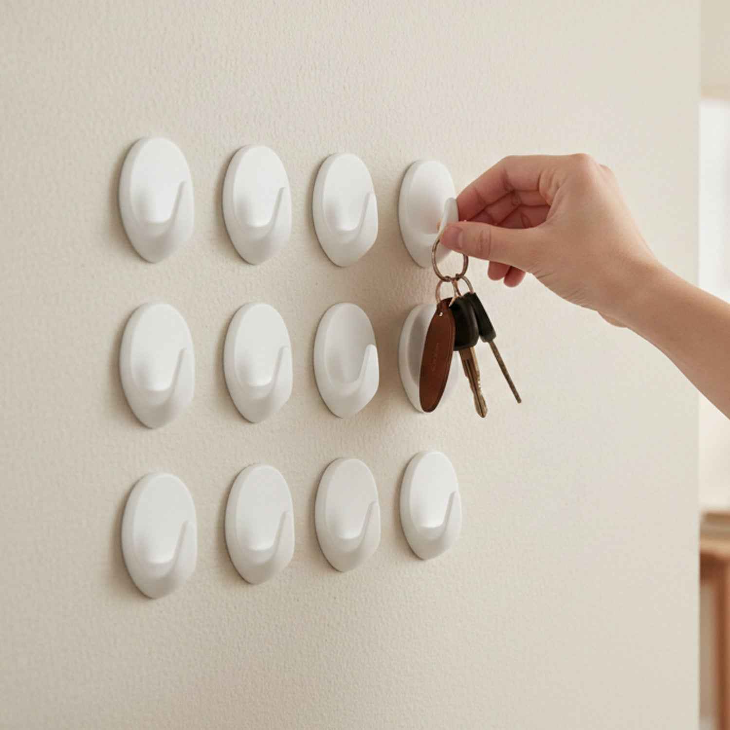 Self Adhesive Wall Hooks – Strong Hold, No Drilling (12 Pc)