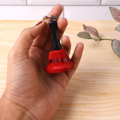 Mini 'Ring for Wine' hand bell keychain in glossy red finish