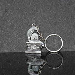 Shivling Keychain – Elegant Silver Metal Design with Snake Motif