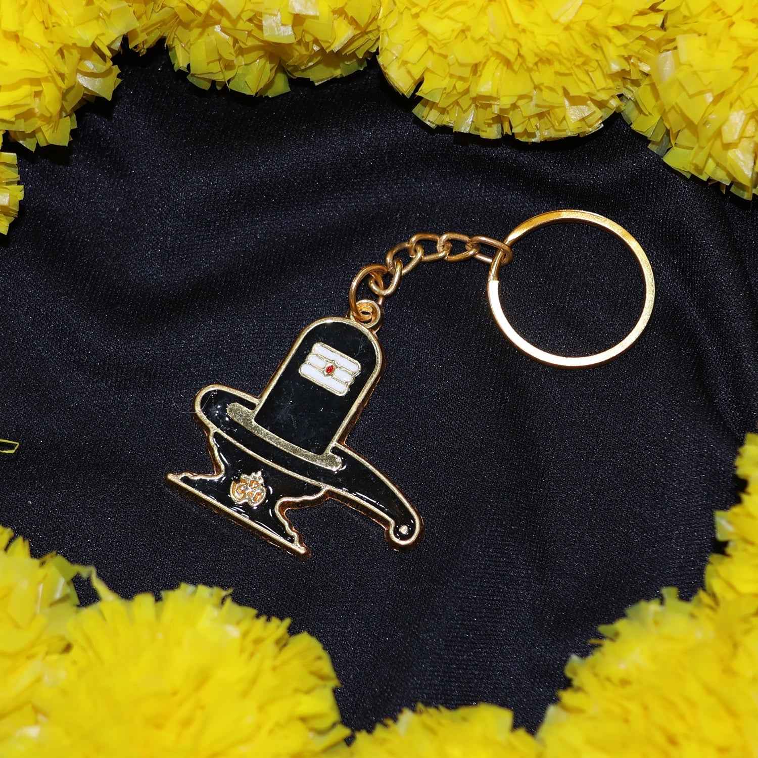 Shivling Keychain – Durable Golden Metal Devotional Charm