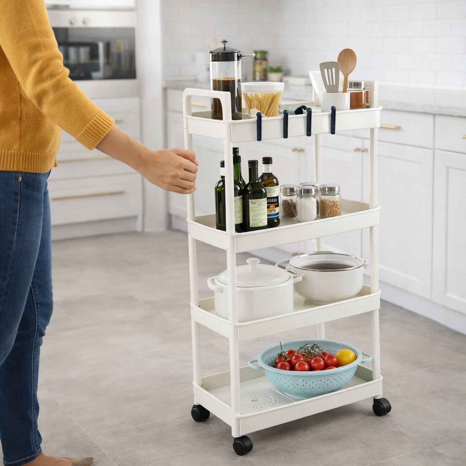 4 Layer Kitchen Trolley with Wheels – Multipurpose Storage Organizer