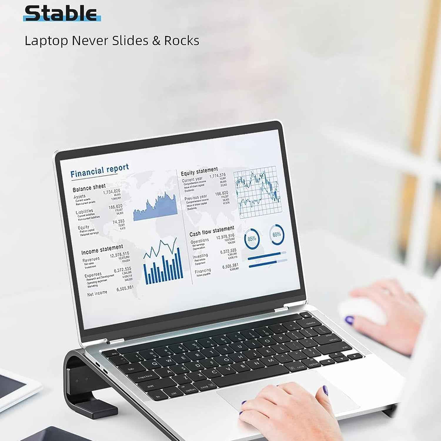 Fixed Metal Laptop Stand – Sturdy Ergonomic Desk Riser for Work