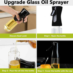 Oil Spray Bottle 300ml – Fine Mist Glass Dispenser for Cooking