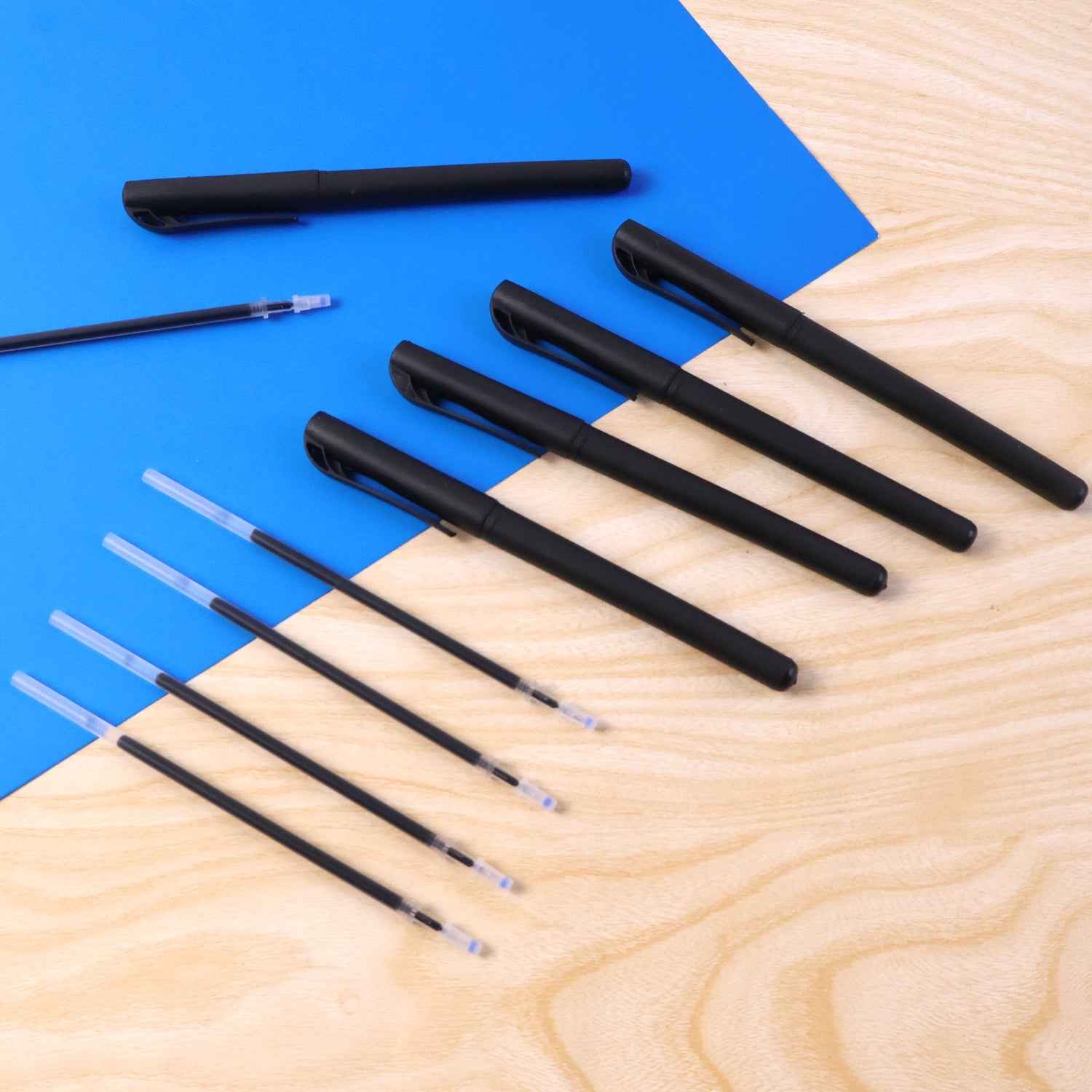 Refillable Black Marker Pen Set with 20 Pens & Extra Ink
