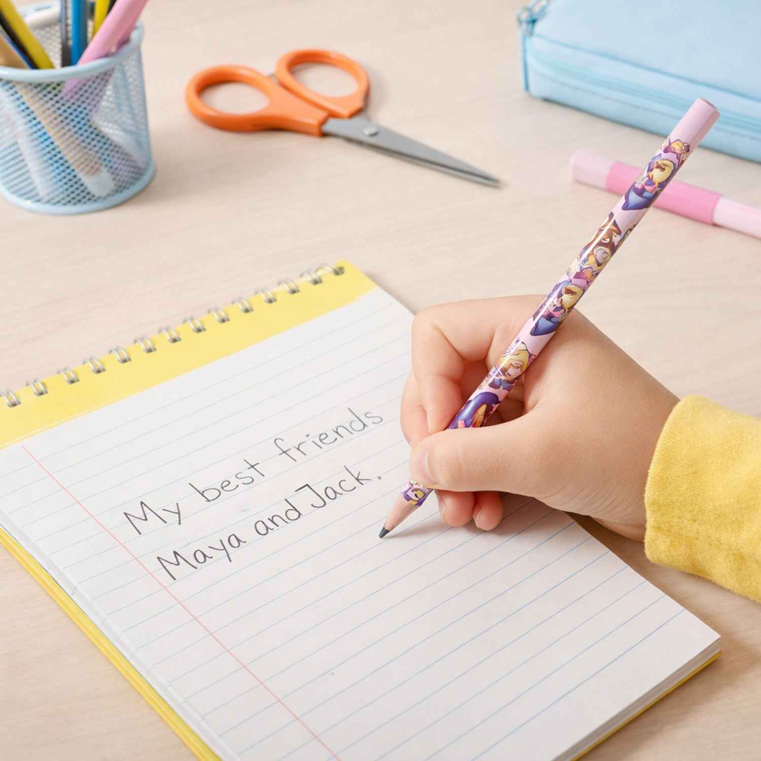Cartoon Wooden Pencil Set – 50 Pieces for Kids' Creativity